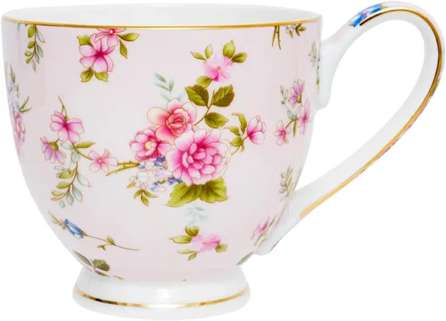 Vista 12 de Tazas de café de porcelana de hueso de 16oz para mujeres Tazas Flora Tazas de café y té Novedades Tazas de café para regalar a mujeres, mamá, amigas