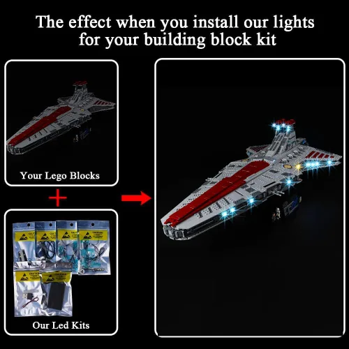 Vista 3 de Kyglaring Kit de luces compatible con bloques de construcción Lego Star Wars Venator 75367, accesorios de iluminación mejorados para Class Republic