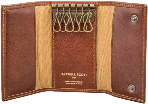Vista 2 de Maxwell Scott Personalized Luxury Leather Key Case Wallet The Lapo Handcrafted In Italy