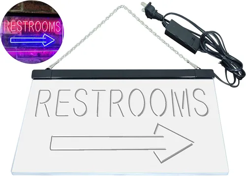 Vista 7 de ADVPRO Letrero de neón LED de doble color para inodoro, flecha a derecha, azul y rojo, 12 x 8.5 pulgadas, st6s32-m2049-br