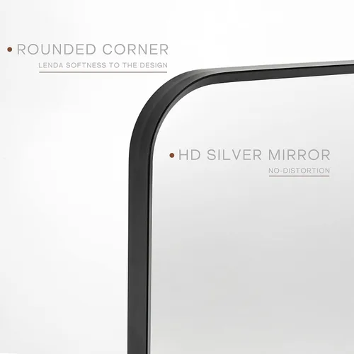 Vista 5 de Espejo de baño rectangular pivotante de 18 x 24 pulgadas, inclinable, biselado, con marco de metal negro, espejos de tocador para pared, vidrio