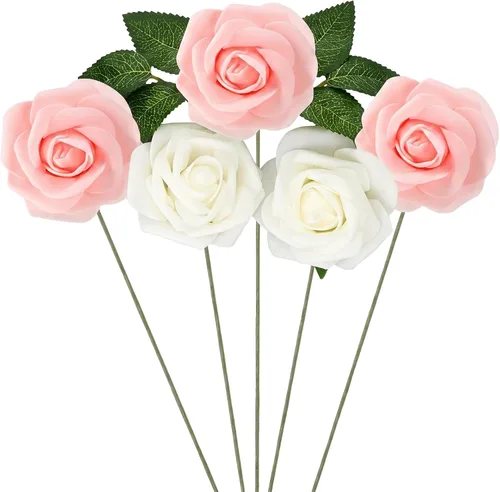 Vista 10 de 100 rosas artificiales, color rosa, champán