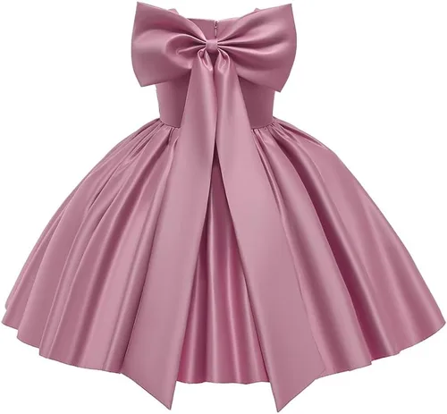 Vista 8 de 6M-8T Vestido de Niña Bebé con Lazo Grande para Cumpleaños y Certamen, Vestido de Fiesta Tutú para Niñas Pequeñas, Vestidos de Bautizo Borgoña
