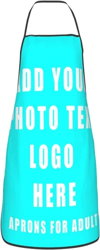 Vista 2 de Delantales personalizados para mujeres y hombres, delantal unisex personalizado con su logotipo de texto y imagen