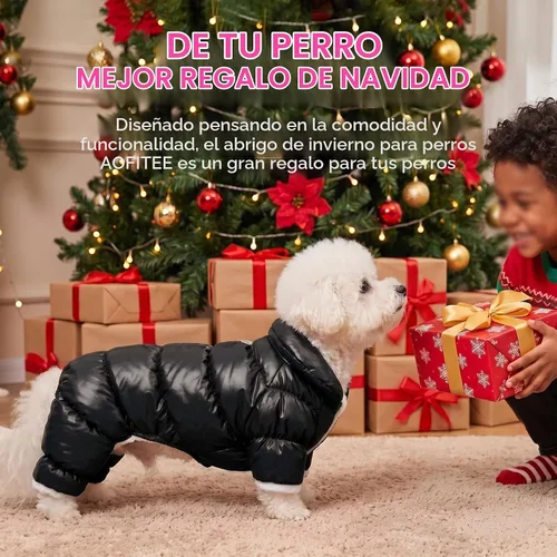 Vista 8 de AOFITEE Abrigo para perro, chaqueta impermeable para perro, abrigo de invierno para perros de cuerpo completo, traje de nieve, chaqueta acolchada a