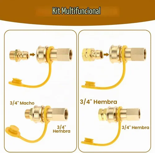 Vista 5 de Accesorios de conexión rápida de propano de 3/4 pulgadas, manguera de propano natural de latón macho hembra de 3/4 pulgadas, accesorios