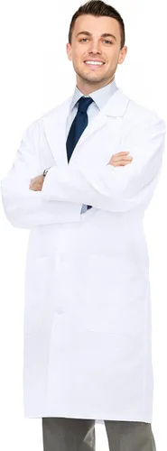 Vista 2 de NY Threads Abrigo de laboratorio profesional para hombres, abrigo médico largo de polialgodón de manga completa