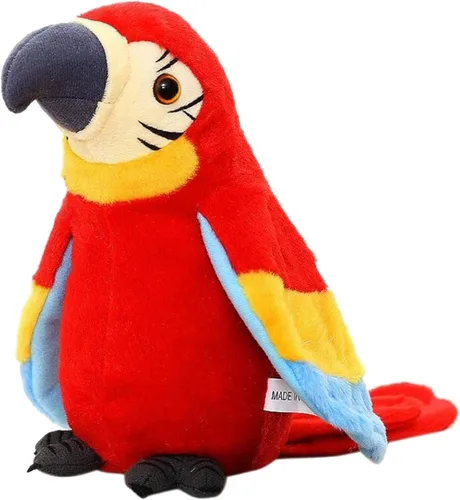 Vista 6 de Loro parlante de guacamayo repite lo que dices, juguete de peluche de disco electrónico, animado pájaro agitado, alas que hablan, loro