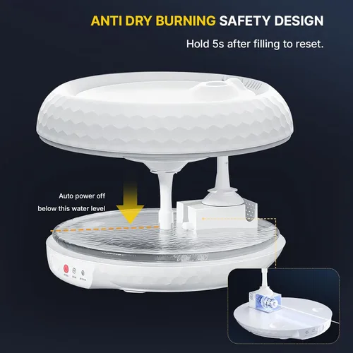 Vista 6 de Fuente de agua automática para gatos, fuente de agua para mascotas de 62 oz/1.8 L con bomba ultra silenciosa, fuente pequeña para gatos con dos