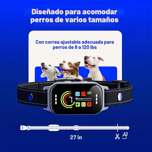 Vista 2 de Collar antiladridos para perros pequeños, medianos y grandes (5-150 libras), collar de entrenamiento antiladridos recargable inteligente con 7