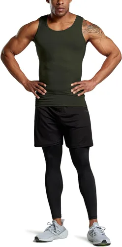 Vista 4 de ATHLIO Paquete de 3 camisetas sin mangas de compresión para hombre, para correr, baloncesto, entrenamiento, capa base