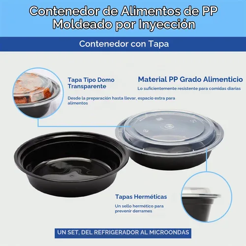 Vista 6 de Karat Contenedores para preparación de comidas [16 oz - 150 unidades] Recipientes para llevar reutilizables y desechables con tapas - Loncheras