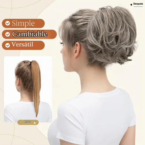 Vista 2 de Pinza de pelo con clip de garra, moño corto, pieza de cabello de moño desordenado, extensiones de cabello flexibles, ramificación de cabello