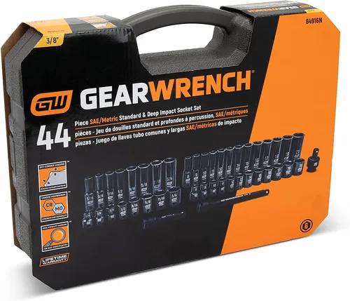 Vista 8 de GearWrench 84916N juego de llaves de impacto SAE/métrico 3/8 pulgadas (44 piezas)