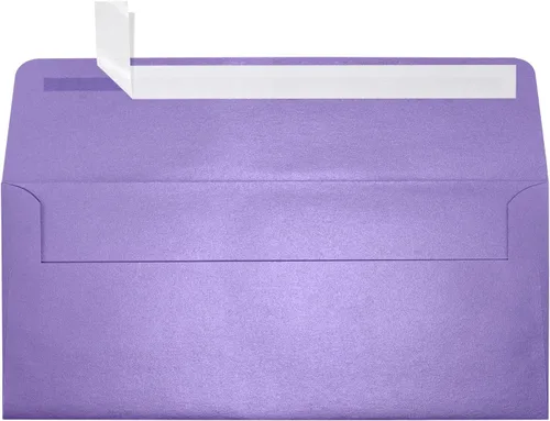 Vista 6 de LUXPaper Sobres comerciales #10 Despegar y prensar 4 1/8 pulgadas x 9 1/2 pulgadas aguamarina metálica Texto de 80 libras 50