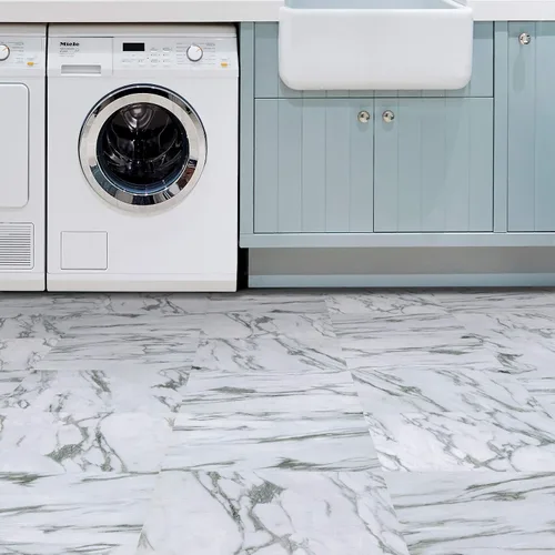 Vista 4 de FloorPops FP3329 Azulejos de Suelo Opaline Peel Stick, Blanco y Blanco Roto