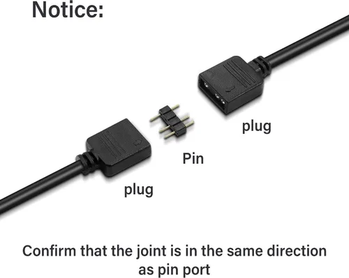 Vista 3 de GINTOOYUN Cable de extensión RGB, cable adaptador de conector ARGB hembra de 3 pines a SM 3 pines, cable de extensión RGB direccionable de 5 V y 3