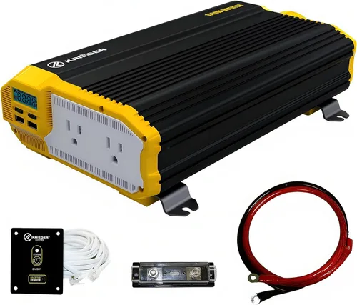 Vista 10 de K KRIËGER - Inversor de corriente de 400 vatios, 12V CC a 110V CA para vehículos, con 2 salidas, puertos USB, enchufe para encendedor de cigarrillos