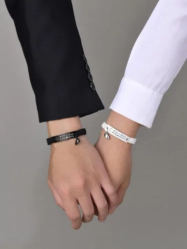 Vista 4 de MEALGUET Pulsera personalizada para él pulsera trenzada hecha a mano con nombre grabado, regalo para novio, marido, papá, regalo personalizado