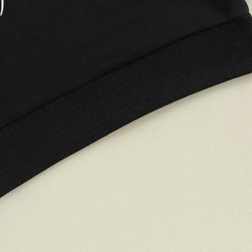 Vista 6 de fhutpw Sudadera de manga larga con estampado de letras para bebés, niños y niñas, ropa de otoño Tías Bestie- Negro