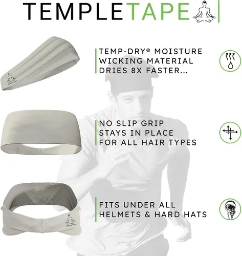 Vista 5 de Bandas de sudor Temple Tape - Diademas de entrenamiento para mujeres y hombres - Bandas de sudor para hombres - Bandas de sudor para deportes