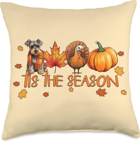 Vista 5 de Cute Dog Thanksgiving Fall Gifts for Her Tis The Season - Cojín miniatura de Schnauzer para otoño, Acción de Gracias, 16 x 16 pulgadas, multicolor