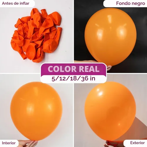 Vista 2 de Globos de látex color naranja mate para fiesta, paquete de 150 unidades, 5 14-naranja-G155