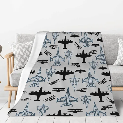 Vista 2 de Manta de avión, regalo para hombres, regalos de aviones para niños, niños y adultos, edredones de franela suave y mullida, decoración de avión