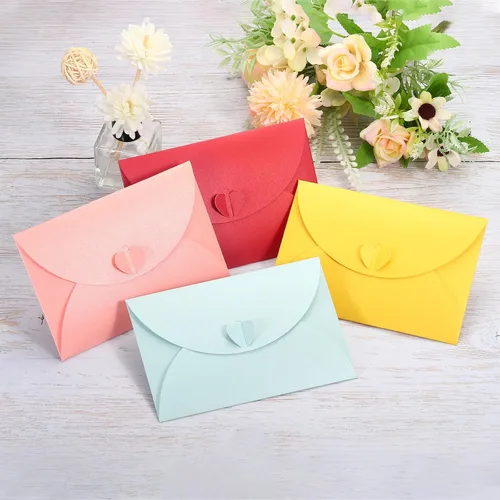 Vista 6 de PATIKIL Sobres para tarjetas de regalo, paquete de 50 sobres con cierre en forma de corazón para tarjetas de regalo, mini sobre para cumpleaños