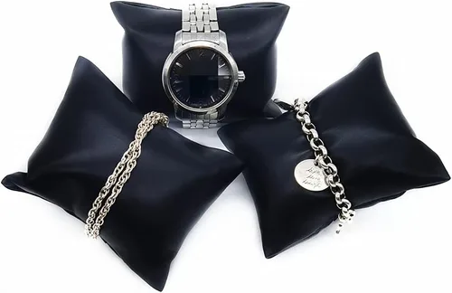 Vista 4 de 10 piezas de cuero PU pequeño pulserareloj almohada joyería exhibiciones (negro)
