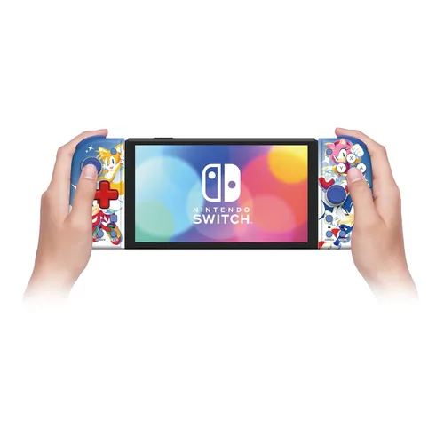 Vista 5 de HORI Nintendo Switch Split Pad Compact (Sonic the Hedgehog Edition) Ergonomic Controller for Handheld Mode - Officially Licensed by Nintendo and SEGA