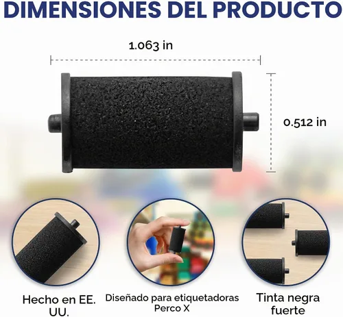 Vista 3 de Perco X Pricing Gun Labeler - Rollos de tinta de repuesto preferidos para pistola de precio Perco X, recarga de tinta fácil y conveniente incluso