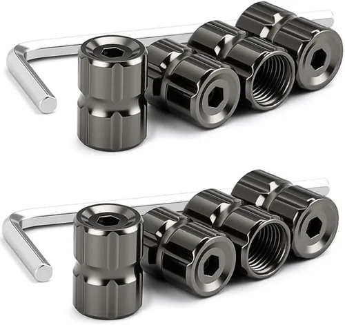 Vista 9 de Dsycar Paquete de 8 tapas de vástago de válvula de neumático de bloqueo con sello de goma, tapas de vástago de válvula de aluminio antirrobo
