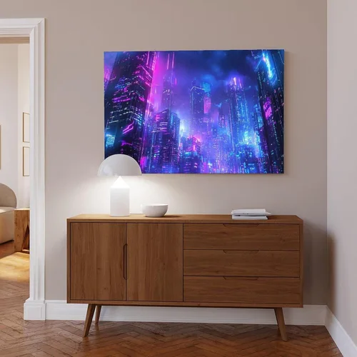 Vista 6 de Neon Cyberpunk Urban Art Print – Futuristic Night City Poster – Edgy Retro Subculture Wall Decor Poster Print for Teen Boys Room Wall Art Canvas