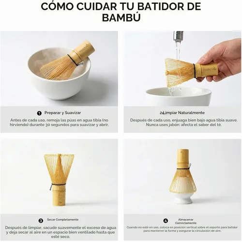 Vista 6 de MatchAiA Batidor de bambú matcha prémium (Chasen) – Batidor de té japonés tradicional hecho a mano de 100 puntas para matcha ceremonial y lattes