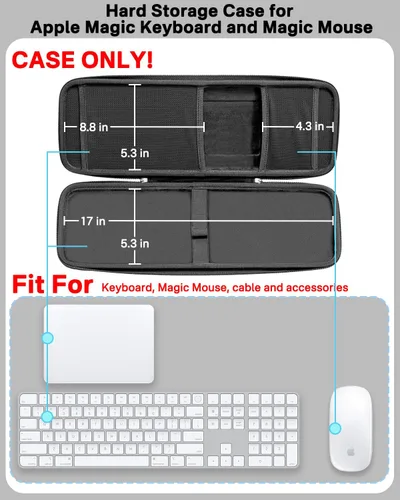 Vista 2 de RAIACE Funda rígida de almacenamiento compatible con Apple Magic Keyboard + Magic Mouse. (solo funda), color negro