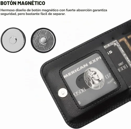 Vista 7 de KIHUWEY Compatible con iPhone 15 Pro Max Funda Billetera con Soporte para Tarjeta de Crédito, Tapa de Cuero Premium con Cierre Magnético y Soporte