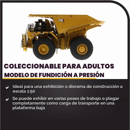 Vista 4 de Camión minero Caterpillar 798 AC 1:50 - Diecast Masters - 85671 - Serie High Line
