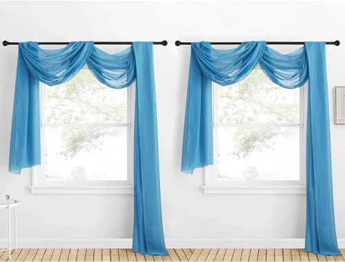 Vista 20 de NICETOWN Cenefa decorativa larga para ventana, cenefa de bufanda de boda, cortina de gasa para sala de estar, dormitorio, ceremonia