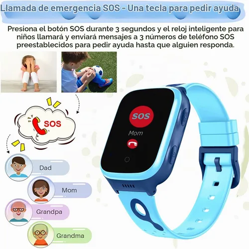 Vista 5 de TEZILON 4G - Reloj inteligente con GPS para niños y niñas Azul