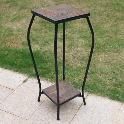 Vista 12 de Zhongma Soporte para Plantas de Interior y Exterior de 2 Niveles de 30" de Alto, 12 L x 12 W x 30 H pulgadas, Soporte de Flores de Metal Cuadrado