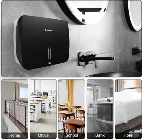 Vista 7 de Dispensador de toallas de papel para montaje en pared, dispensador de toallas de papel multipliegue adhesivo sin taladrar para baños de caravanas