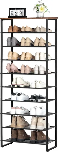 Vista 9 de HOOBRO - Zapatero de 10 niveles, organizador de almacenamiento de zapatos de 23.6" L, estante de zapatos de gran capacidad para entrada de puerta