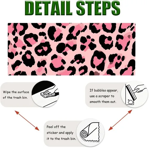 Vista 7 de 1 papel pintado de leopardo rosa de 39.37 x 15.75 pulgadas, autoadhesivo de PVC, mural con estampado de animales para dormitorio, sala de estar