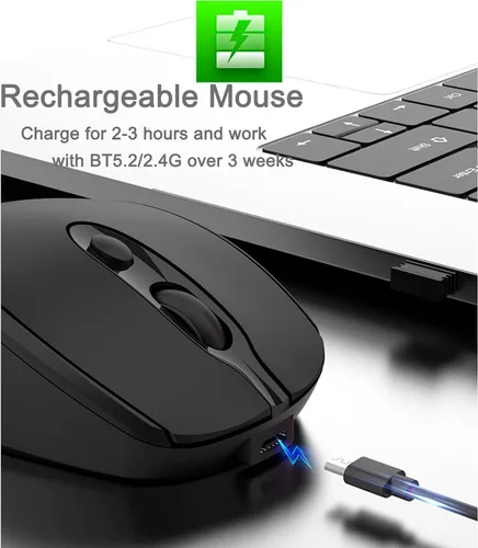 Vista 6 de Ratón inalámbrico Bluetooth USBC para Mac Book Pro/portátil/computadora, ratón inalámbrico silencioso recargable compatible con MacBook