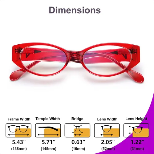 Vista 6 de VISOONE ALVERSTONE - Gafas ovaladas de acetato con bloqueo de luz azul, lentes para computadora, multicolor, sin receta