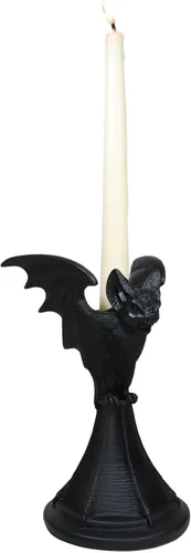 Vista 4 de Ebros Gift Mystical Wicca Gárgola Gárgola negra gótica vampiro sangre murciélago sanguijuelas Vespertilio Candelabro Figura 7.25 pulgadas de alto