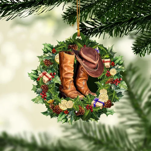 Vista 9 de Talataca Botas de sombrero de vaquera para hombre y mujer, caballo occidental 2D, plano, espejo retrovisor, accesorios para el árbol de Navidad