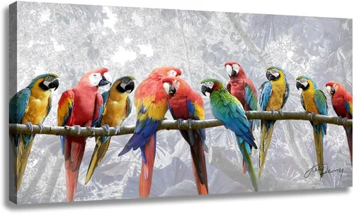 Vista 10 de Woxfcart Arte de pared azul para decoración de pájaros, impresión en lienzo de 12 x 12 pulgadas, cuadro familiar de pájaros para dormitorio, baño