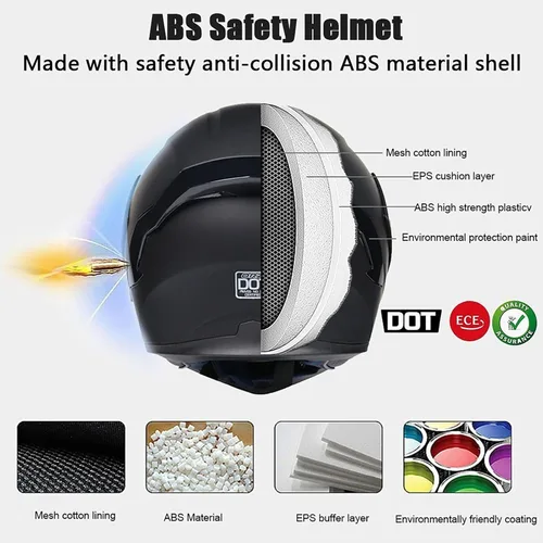 Vista 2 de Casco modular Moto Bluetooth con doble visera, con micrófono para Respuesta Automática Casco de Moto Homologado ECE Adecuado para Hombre Mujer